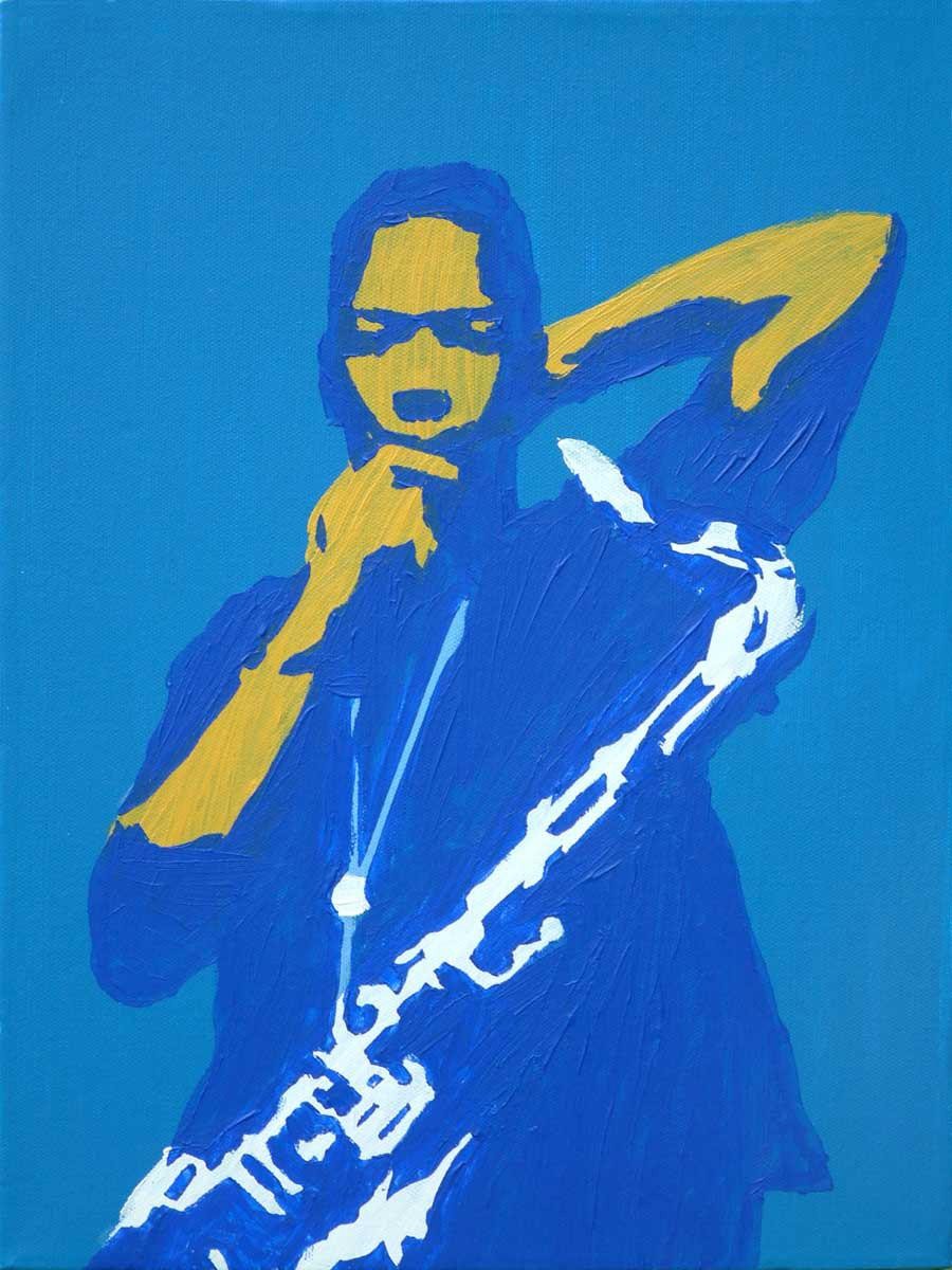 Pop art trane in blue